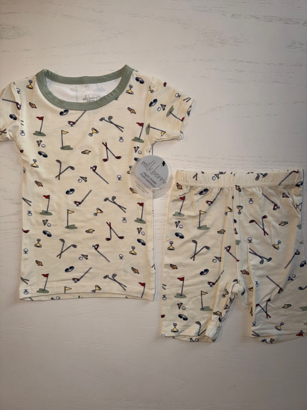 Milkberry Toddler Boy Golf Short Sleeve Shorts Pajama Set 3T